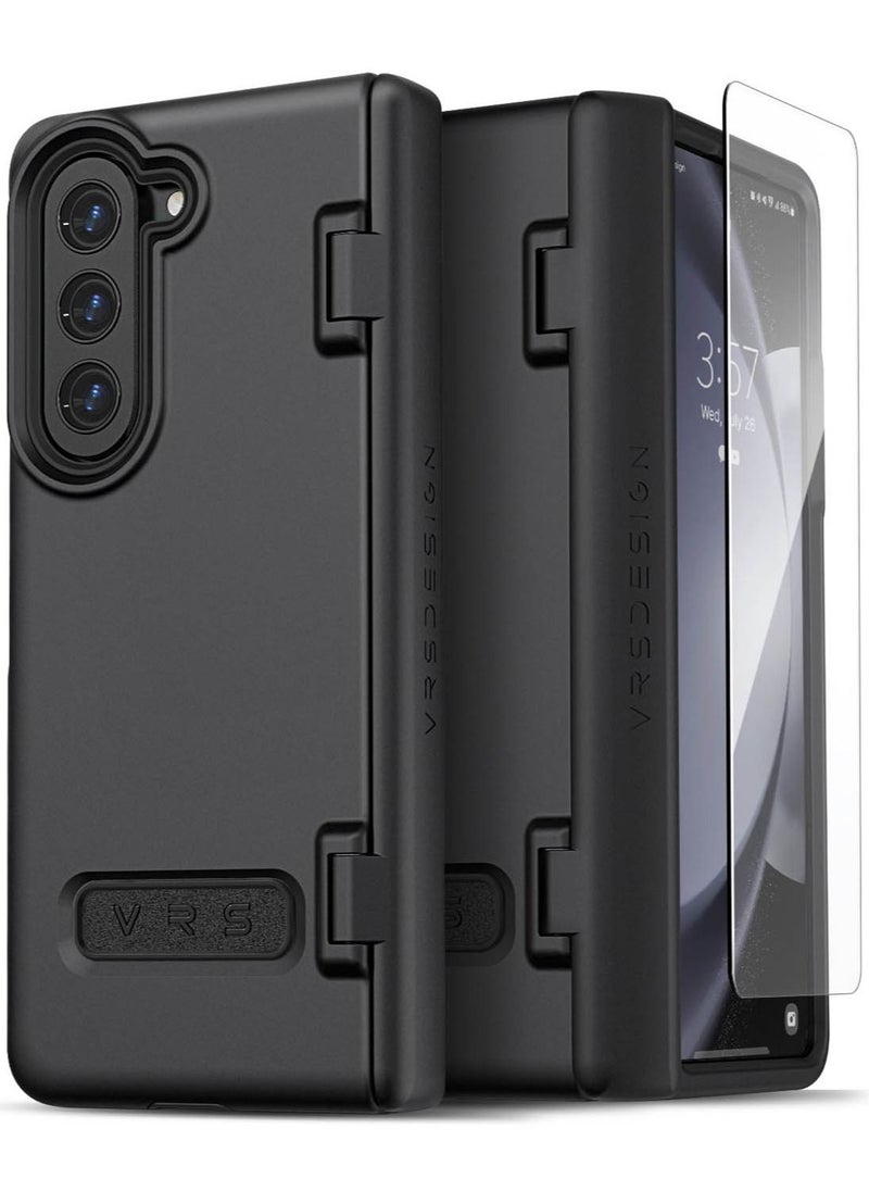 VRS Design Terra Guard Modern Samsung Galaxy Z Fold 5 Case Cover (2023) with Front Screen Protector - Matte Black  - Image 1