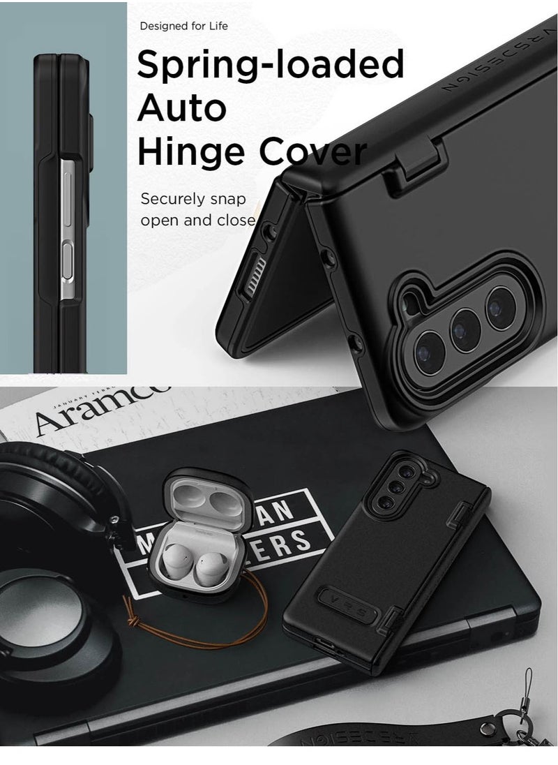 VRS Design Terra Guard Modern Samsung Galaxy Z Fold 5 Case Cover (2023) with Front Screen Protector - Matte Black  - Image 2