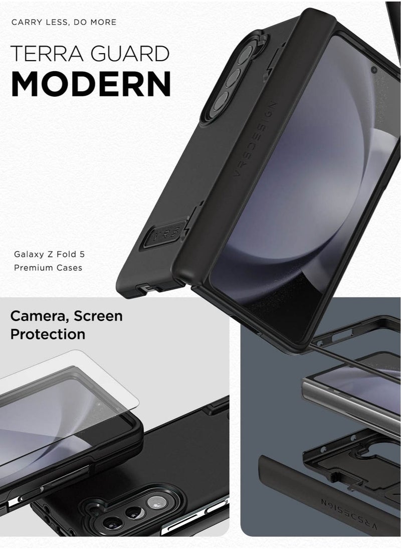 VRS Design Terra Guard Modern Samsung Galaxy Z Fold 5 Case Cover (2023) with Front Screen Protector - Matte Black  - Image 3