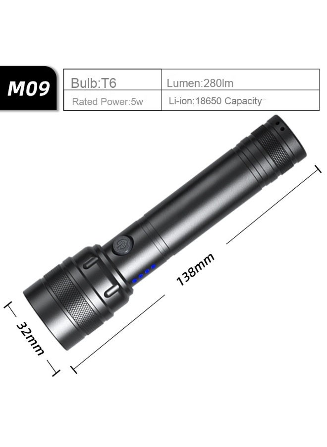 Zoomable Rechargeable Outdoor Flashlight - High-Power Multi-Function with Long Battery Life