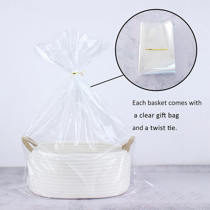 Yimi's Dream Gift Baskets Empty, Small Basket for Organizing, White Cotton Rope Basket with Handle for Decor, Baby Cat Dog Toy (Oval, 12"x 8"x 5") - Image 2