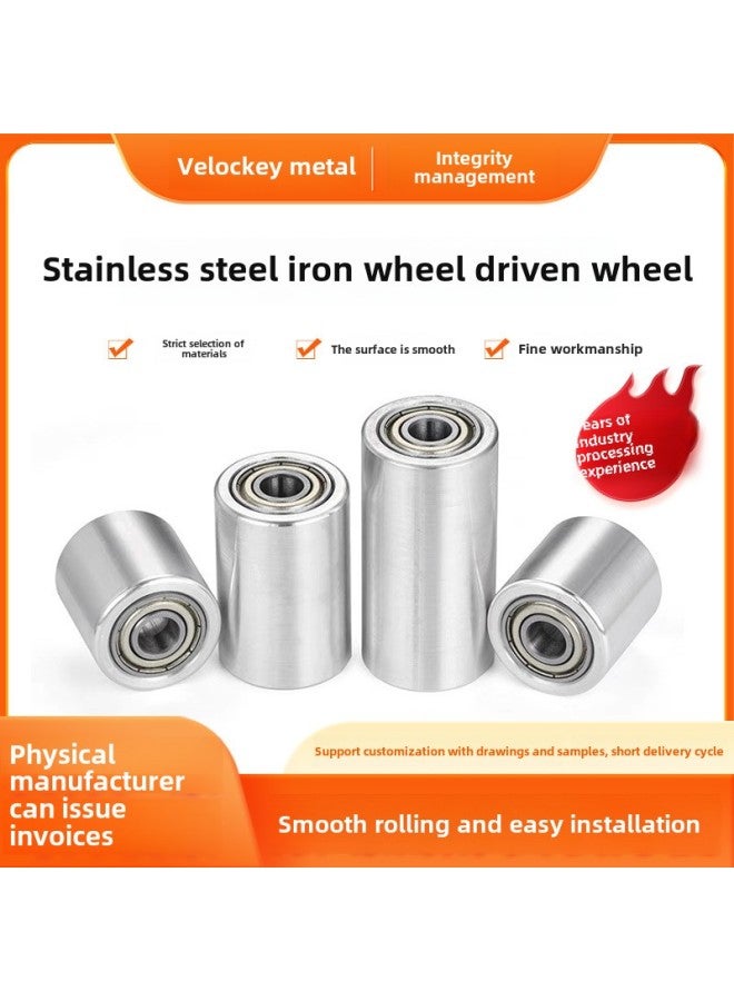 Stainless Steel Double Bearing Driven Wheel Belt Conveyor Roller Passive Wheel Rail Wheel Unpowered Roller Pressure Wheel Drive Wheel-Specifications:Bad-20*80-696-6 Inner Hole 6/8 Optional  - Image 1