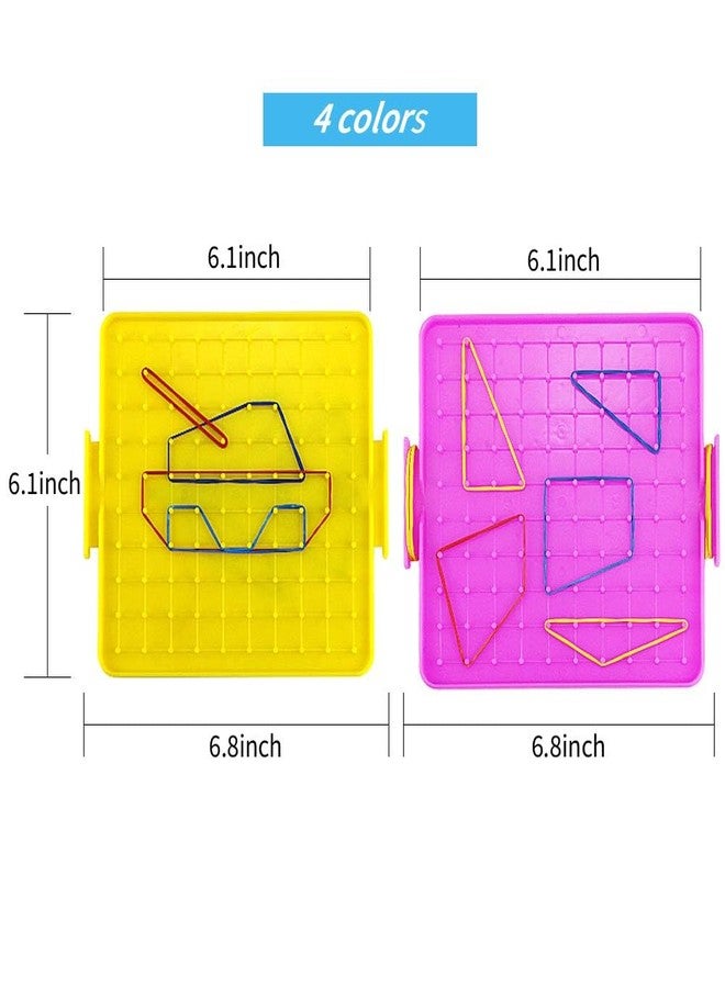 Oopsu 8 Pack Plastic Mathematical Manipulative Material Array Block Geo Board with 80 Latex Bands for Kids(4 Colors) - Image 2