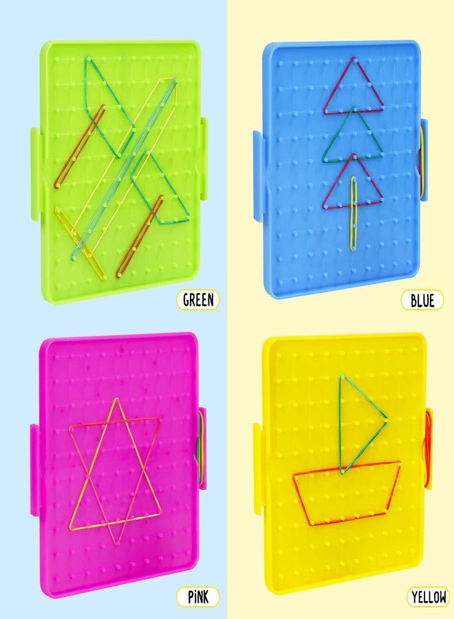 Oopsu 8 Pack Plastic Mathematical Manipulative Material Array Block Geo Board with 80 Latex Bands for Kids(4 Colors) - Image 4
