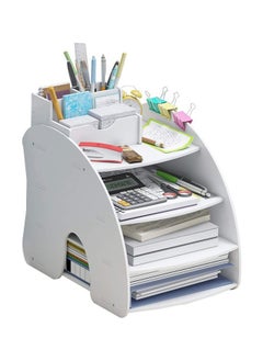 Generic Desk Organizer 4-Tier,Desk Letter Tray Set, Stackable Desk Organizer for Books, Magazines, Folders, A4 Size File Paper, Notes, Pens,Office Supplies Storage and Desk Accessories  - Image 1