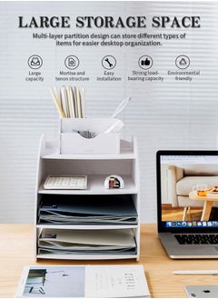 Generic Desk Organizer 4-Tier,Desk Letter Tray Set, Stackable Desk Organizer for Books, Magazines, Folders, A4 Size File Paper, Notes, Pens,Office Supplies Storage and Desk Accessories  - Image 3