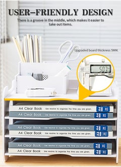 Generic Desk Organizer 4-Tier,Desk Letter Tray Set, Stackable Desk Organizer for Books, Magazines, Folders, A4 Size File Paper, Notes, Pens,Office Supplies Storage and Desk Accessories  - Image 4