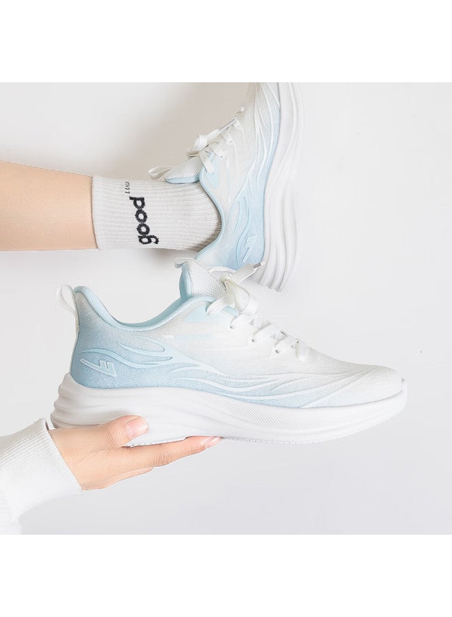 Pull Back Huili Women's Casual Sports Mesh Shoes, Lightweight Breathable Walking Shoes For Women, Wxy4114, White And Blue, Size 39 - Image 1