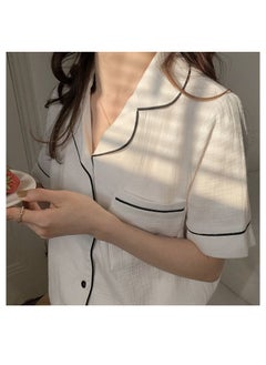 Generic Women Pajamas Set Short Sleeve Sleepwear Button Down Nightwear Soft Summer Loungewear For Ladies  - Image 3