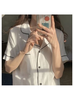 Generic Women Pajamas Set Short Sleeve Sleepwear Button Down Nightwear Soft Summer Loungewear For Ladies  - Image 2