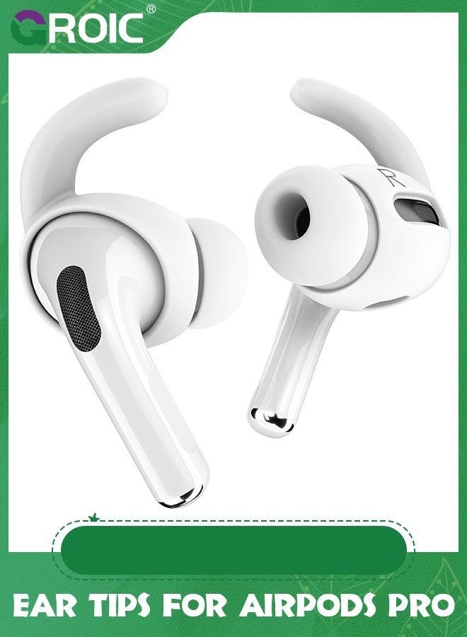 GROIC 3 أزواج من خطافات الأذن AirPods Pro الجيل الثالث، أغطية أذن بيضاء كبيرة مضادة للانزلاق من السيليكون متوافقة مع Apple AirPods Pro الجيل الثالث - Image 1