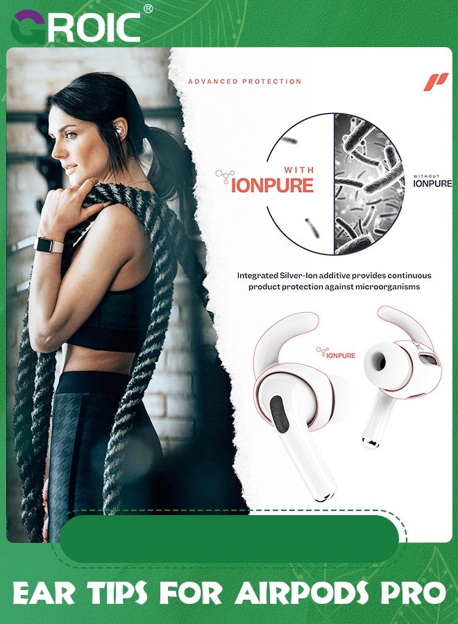 GROIC 3 أزواج من خطافات الأذن AirPods Pro الجيل الثالث، أغطية أذن بيضاء كبيرة مضادة للانزلاق من السيليكون متوافقة مع Apple AirPods Pro الجيل الثالث - Image 4