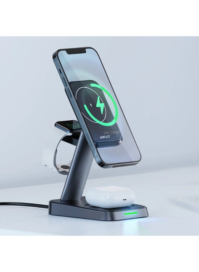 ACEFAST E3 3-in-1 Wireless Charging Station for iPhone, Apple Watch & AirPods – Fast Wireless Charger Stand Dock with Adapter, Magnetic Charging Pad, Foldable Desk Charger for iPhone 15/14/13/12 Pro Max, Watch & AirPods - Image 3
