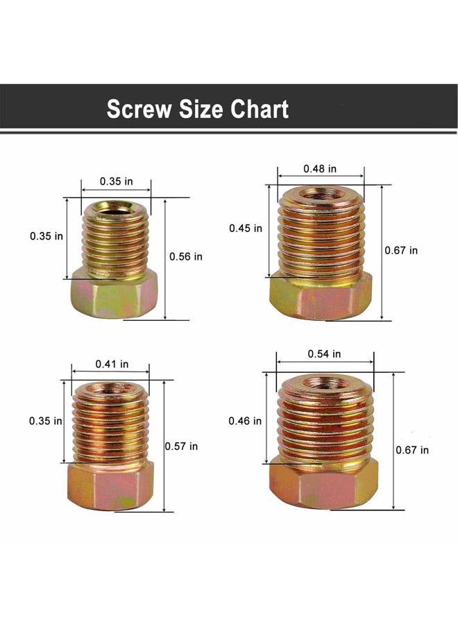 MuHize Brake Line Fittings - 32 PCS Brass Brake Line Fitting Kit for 3/16" and 1/4" Inverted Flares Brake Line Tube - Image 2