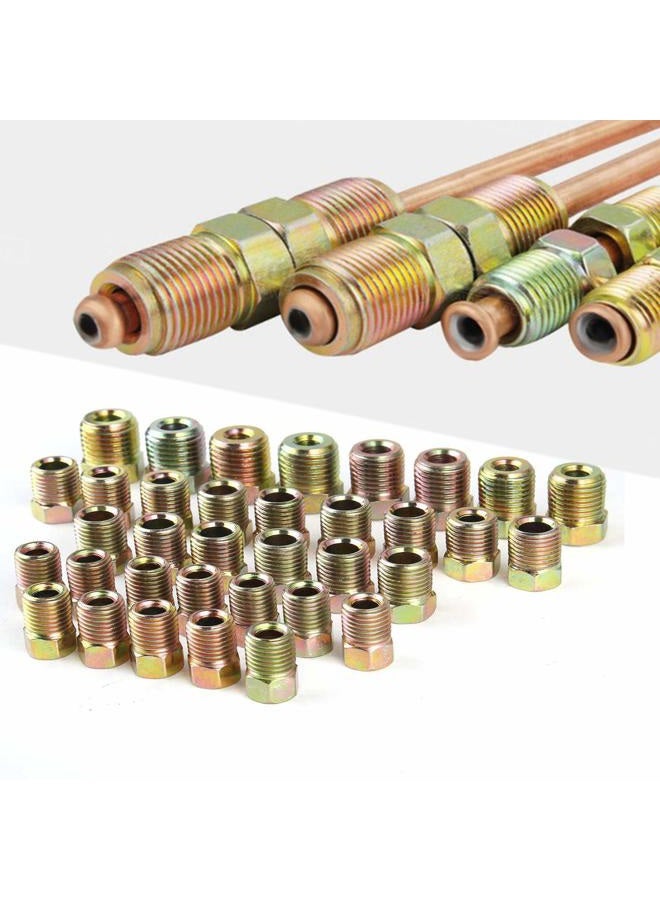 MuHize Brake Line Fittings - 32 PCS Brass Brake Line Fitting Kit for 3/16" and 1/4" Inverted Flares Brake Line Tube - Image 1