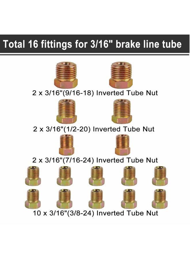 MuHize Brake Line Fittings - 32 PCS Brass Brake Line Fitting Kit for 3/16" and 1/4" Inverted Flares Brake Line Tube - Image 4
