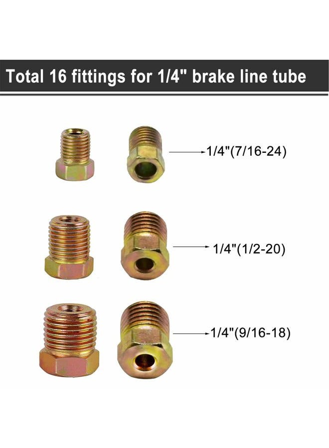 MuHize Brake Line Fittings - 32 PCS Brass Brake Line Fitting Kit for 3/16" and 1/4" Inverted Flares Brake Line Tube - Image 5