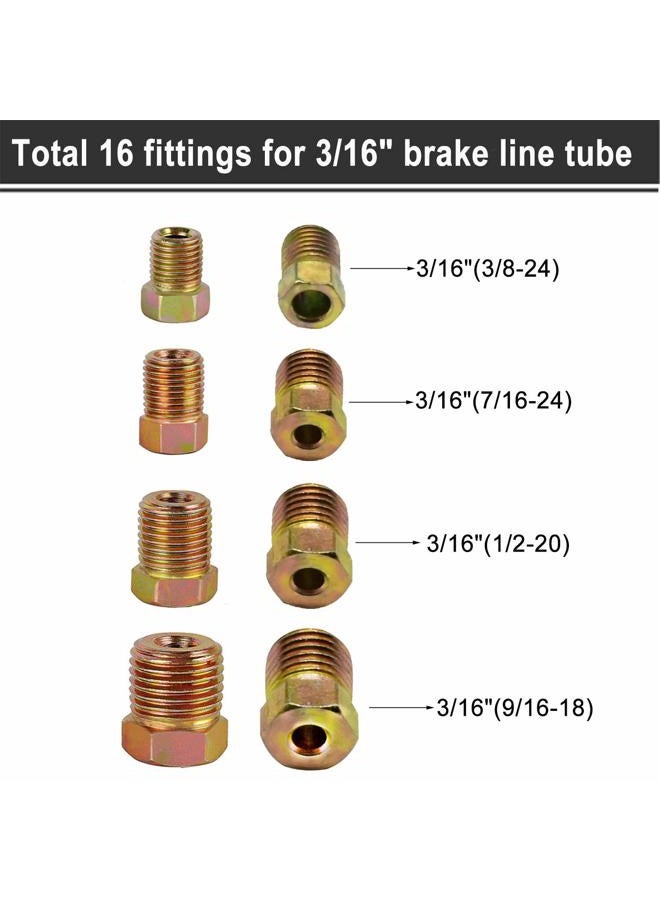 MuHize Brake Line Fittings - 32 PCS Brass Brake Line Fitting Kit for 3/16" and 1/4" Inverted Flares Brake Line Tube - Image 3
