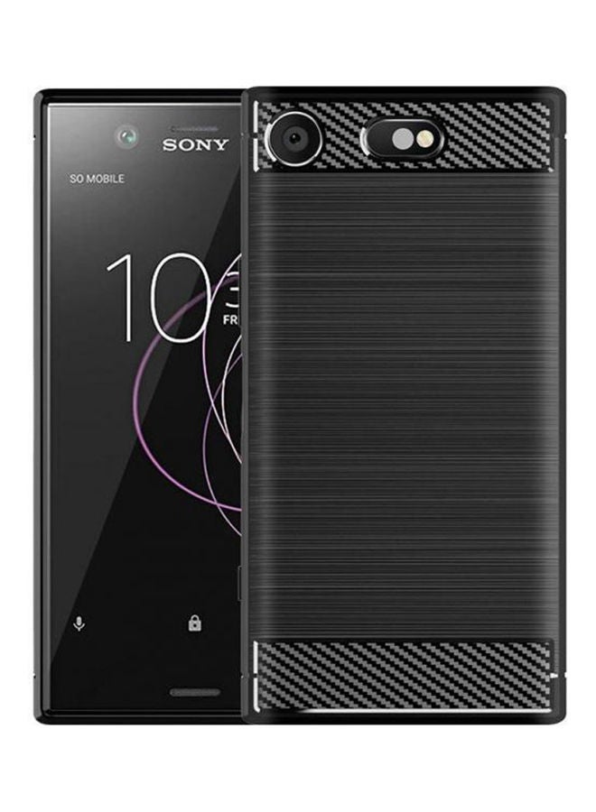 vesus Case For Sony Xperia Xz1 Compact (4.6 Inch) Soft Silicon Brushed With Texture Carbon Fiber Design Protection Cover Black