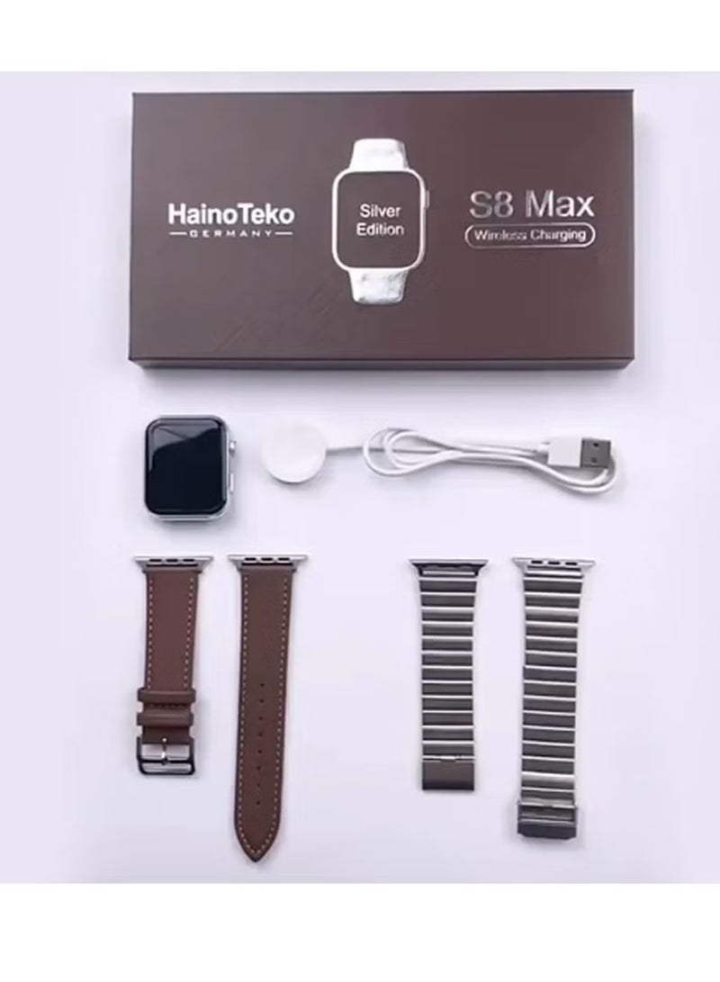 Haino Teko Smart Watch S8 Max | Elegant Design with Two Set Straps, Wireless Charger, Fitness & Health Tracker | Heart Rate Monitor, Sleep Tracking, Compatible with iOS & Android | Ideal for Men & Women - Image 3