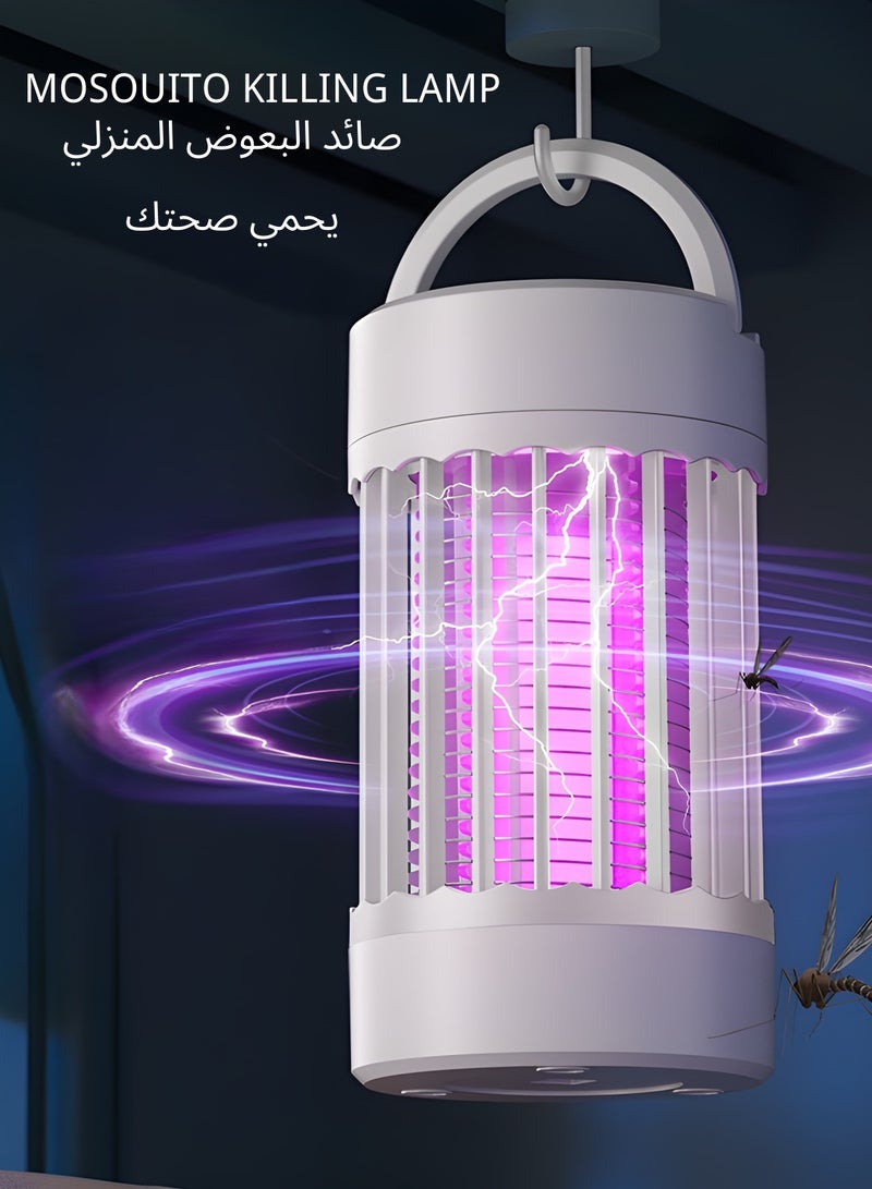 ماساجا مصباح كهربائي لقتل البعوض مع فخ الضوء فوق البنفسجي - يعمل بالطاقة عبر USB، جهاز صامت لقتل الحشرات، محمول وفعّال لغرف النوم، التخييم، المنزل، الفناء، والاستخدام الخارجي (أبيض)  - Image 2