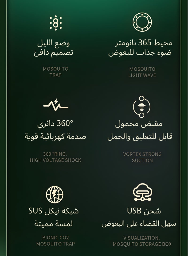 ماساجا مصباح كهربائي لقتل البعوض مع فخ الضوء فوق البنفسجي - يعمل بالطاقة عبر USB، جهاز صامت لقتل الحشرات، محمول وفعّال لغرف النوم، التخييم، المنزل، الفناء، والاستخدام الخارجي (أبيض)  - Image 5