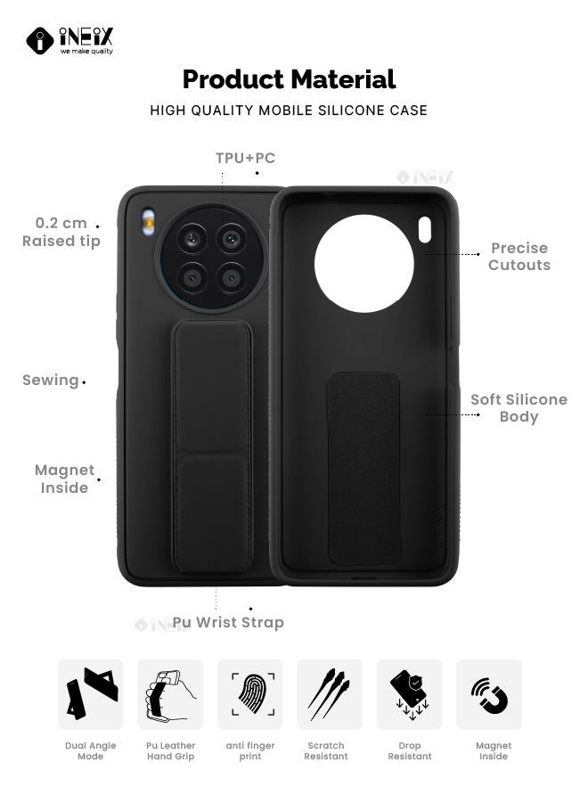 إينيكس جراب حماية 3 في 1 مغناطيسي ذو مسند للهاتف وسوار لأصابع اليد لهاتف هونور 50 ليت اسود - Image 2