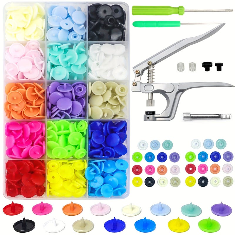 600pcs Plastic Snap Buttons Kit with Pliers 150 Sets 24 Colors for Sewing Clothing - Image 4