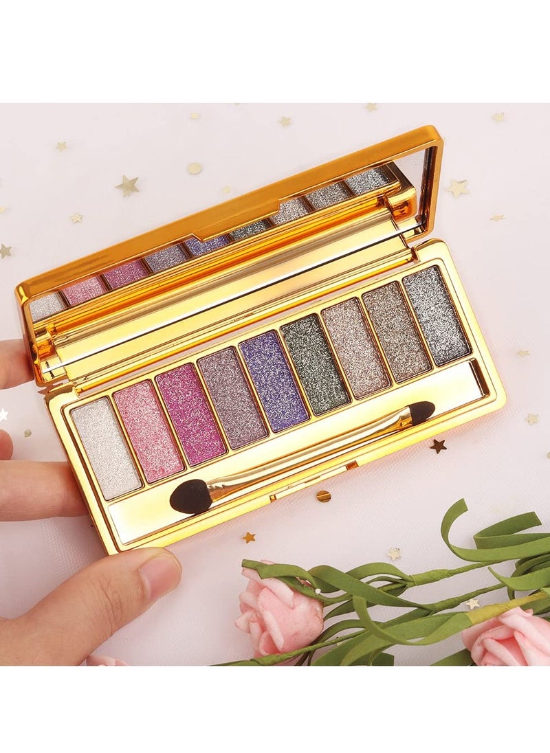 SYOSI - Glitter Eyeshadow Palette, 9 Colors Glitter Shimmer Eyeshadow & Makeup Cosmetic Brush Set, Highly Shining Diamond Bright Colorful Makeup Glitter Waterproof Eye Shadow Palette Set - Image 1