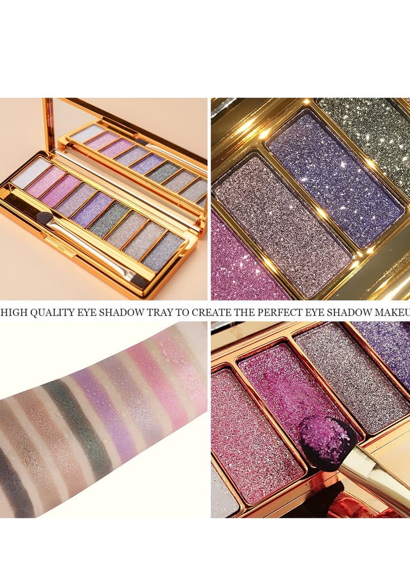 SYOSI - Glitter Eyeshadow Palette, 9 Colors Glitter Shimmer Eyeshadow & Makeup Cosmetic Brush Set, Highly Shining Diamond Bright Colorful Makeup Glitter Waterproof Eye Shadow Palette Set - Image 1