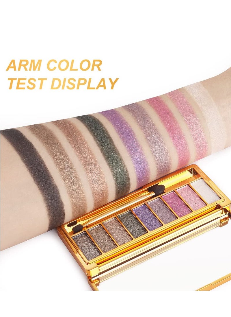 SYOSI - Glitter Eyeshadow Palette, 9 Colors Glitter Shimmer Eyeshadow & Makeup Cosmetic Brush Set, Highly Shining Diamond Bright Colorful Makeup Glitter Waterproof Eye Shadow Palette Set - Image 1