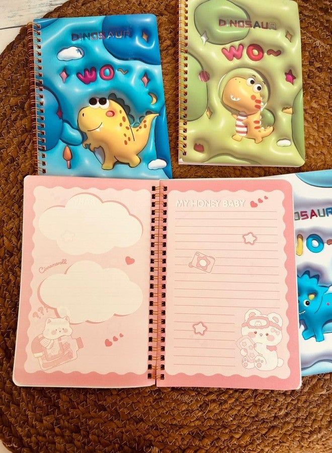 Radhya Accessories 3D Print Dino Notebook for Kids Dinosaur Diary for Boys Birthday Return Gift Journal Planner (Pack of 2) (Multicolor) - Image 3