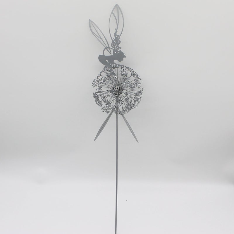 Fcteap Flower Fairy Dancing with Dandelion Garden Art Sculpture Stainless Steel Statue Christmas Halloween Decoration for Outdoor Yard Courtyard Lawn Patio Metal Ornaments (Hurdle) - Image 5