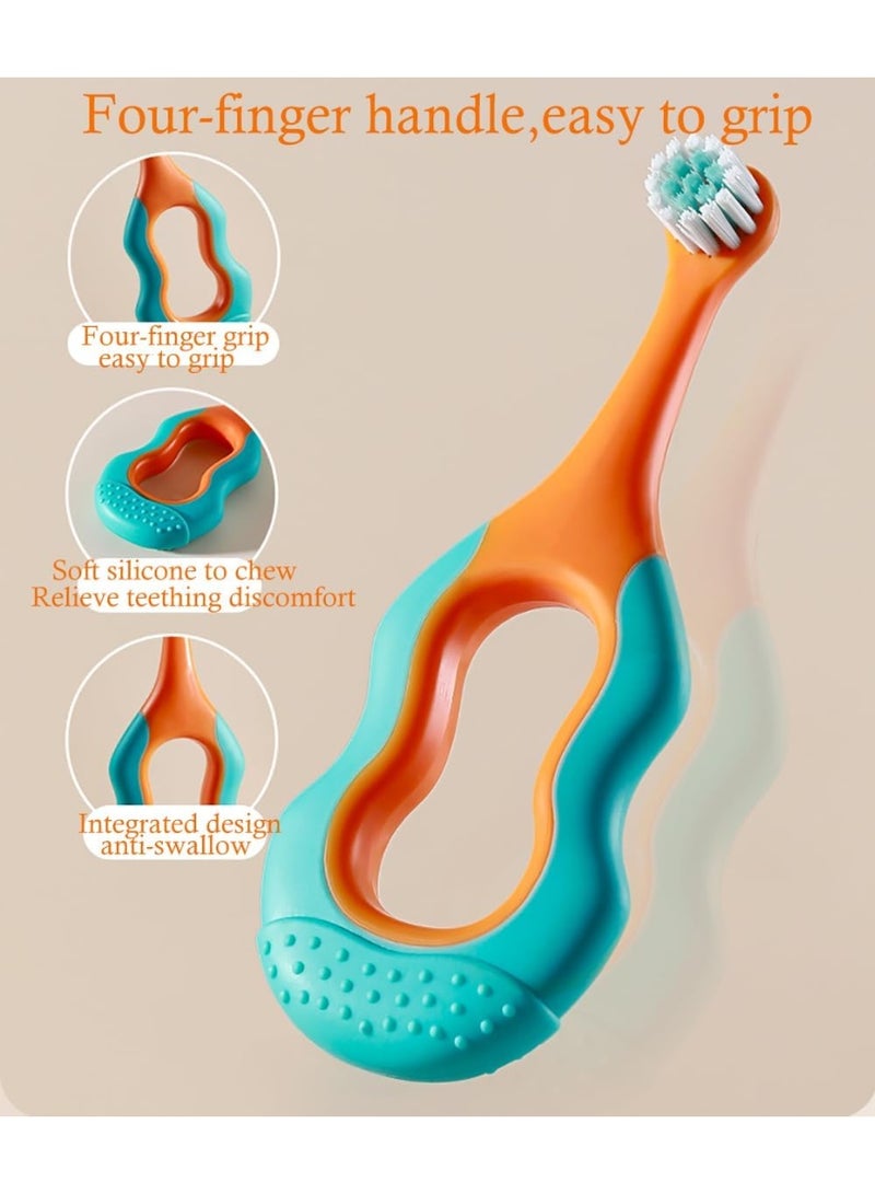 عام فرشاة أسنان للأطفال، فرشاة أسنان بتصميم مقبض كالاباش جميل، شعيرات ناعمة للرضع والأطفال الصغار، رأس صغير لعمر 0-3 سنوات، تخفيف التسنين، 4 عبوات - Image 4