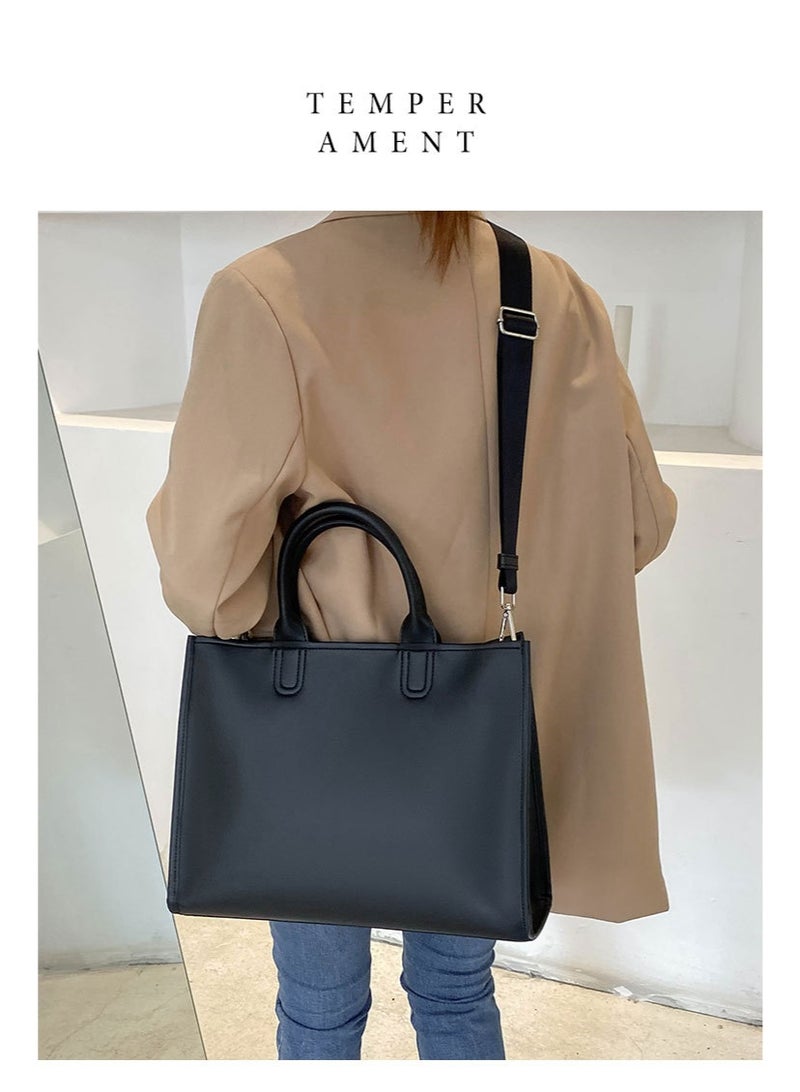 Large Tote Bag - PU Leather Shoulder Bag with Handles & Crossbody Strap for Women - Image 4