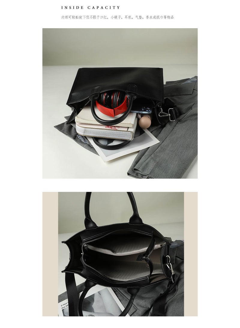 Large Tote Bag - PU Leather Shoulder Bag with Handles & Crossbody Strap for Women - Image 5