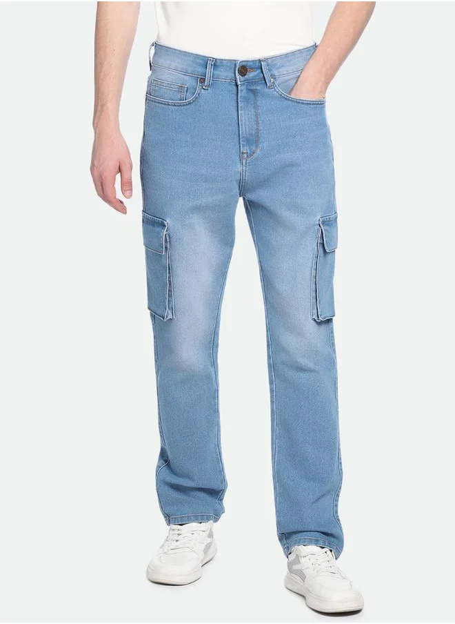 Dennis Lingo Mid Rise Straight Fit Cargo Jeans by Styli