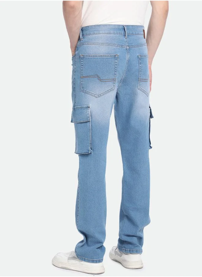 Dennis Lingo Mid Rise Straight Fit Cargo Jeans by Styli