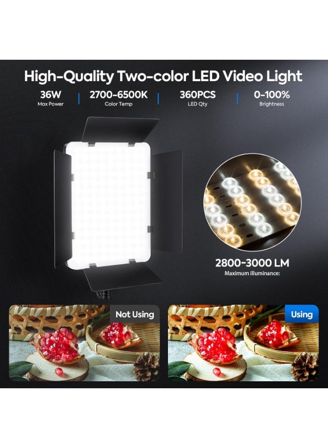 كيبول طقم إضاءة فيديو LED مع أبواب حظيرة، أضواء استوديو تصوير فوتوغرافي مع جهاز تحكم عن بعد ثنائي اللون 2700-6500 كلفن وسطوع 10-100% للتسجيل والتصوير والبث المباشر على YouTube وTikTok (قابس المملكة المتحدة) - Image 2