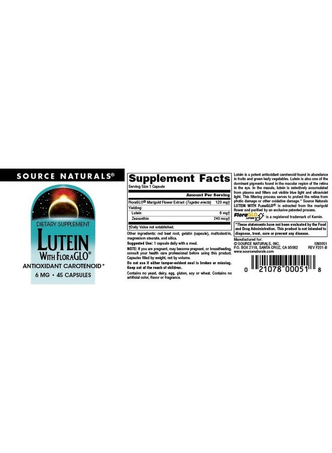 Source Naturals Lutein with FloraGLO, Antioxidant Carotenoid* -6 mg, 45 Capsules - Image 4