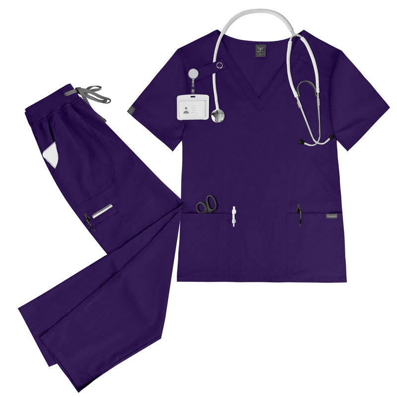 42020-Purple Medical Scrubs Set - High-Quality ICU Surgical Uniforms