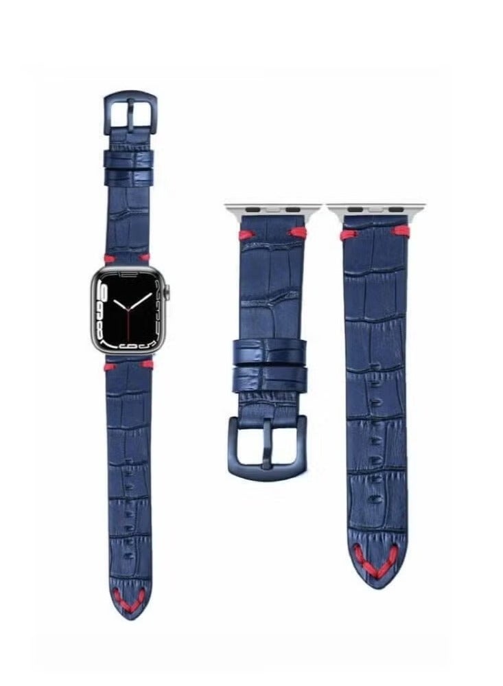 vesus Stone Grain Genuine Leather Replacement Band For Apple Watch 45/44/42mm Series 7/6/5/4/SE