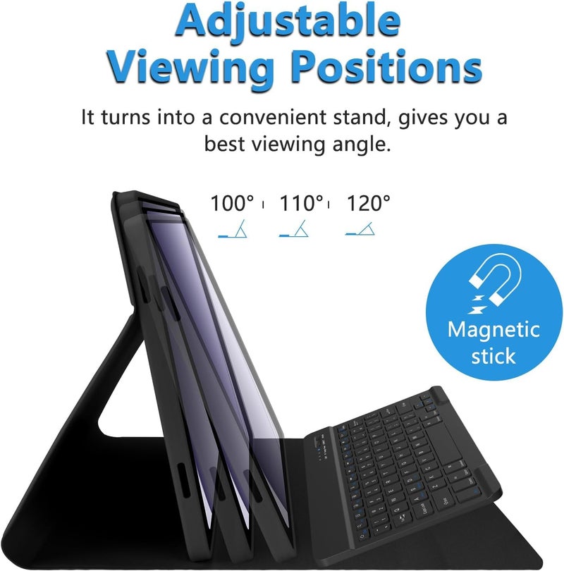 typecase Keyboard Case for Samsung Galaxy Tab A11+ / A11 Plus 2025 (11 Inch) & A9+/ A9 Plus 2023 (11 inch) with Multi Viewing Angle, Wireless Detachable Folio KB Cover with S Pen Holder-Black - Image 5