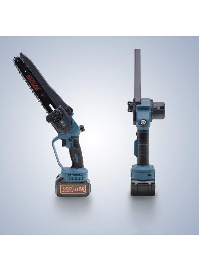 بوناي منشار كهربائي لاسلكي 6+8 بوصة، منشار كهربائي صغير 2 في 1 مزود بمحرك عالي الطاقة وبطارية كبيرة وخفيف الوزن ومحمول، مجموعة أدوات قطع الخشب وتشذيب الحدائق - BN-HK102 - Image 2