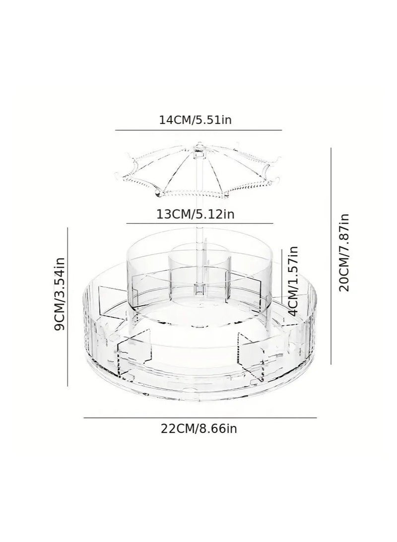 NOVA TECH 360° Rotating Clear Acrylic Makeup & Skincare Organizer – 2-Layer Umbrella Design - Image 5