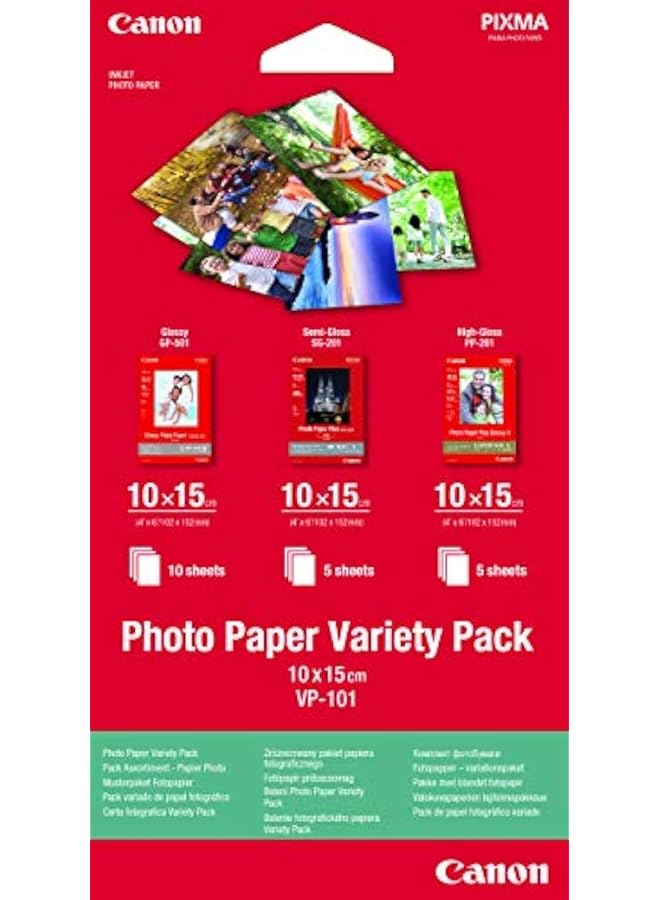 Canon Vp 101 Photo Paper Variety Pack 4X6” And A4 20 Sheets