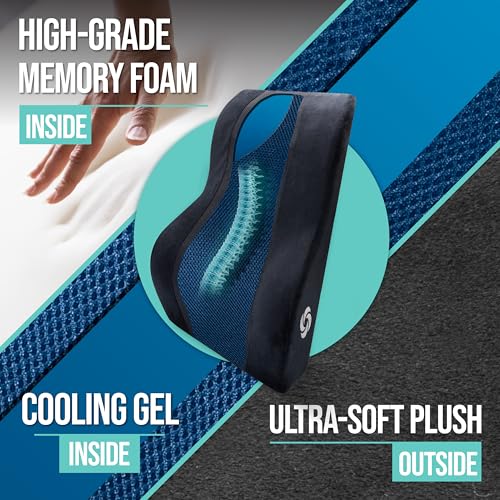 Samsonite Lumbar Support Pillow – Ergonomic Back Rest for Office Chair & Car Seat, Memory Foam Cushion for Lower Back Pain Relief, Breathable Mesh, Adjustable Strap, Black/Blue Mesh - Image 4