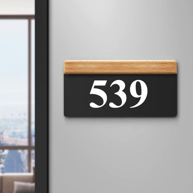 RL Digital Units House Number Plate -539 Hotel, Hospital, Lodge,Apartment,Door No,Laser cut acrylic fixed with white color water proofing PVC sticker|Easy installation type double sided tape fixed on backside - Image 1