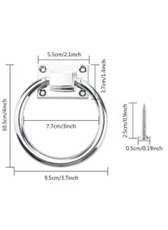 Y&D Drop Pull Ring Zinc Alloy Wooden Door Knocker Round Chair Pulls Handle Wardrobe Furniture Cabinet Knobs with Screws for Drawer, Shiny Silver,100*54*36mm  - Image 5