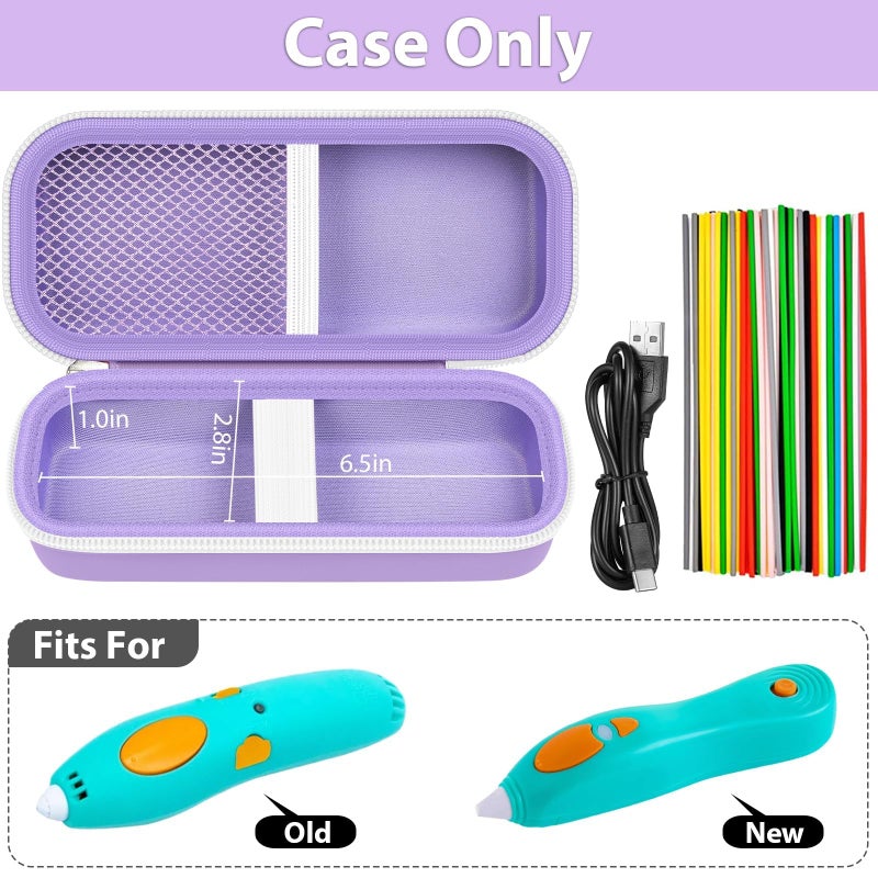 GWCASE Case Compatible with 3Doodler Start+ Essentials 3D Printing Pen for Kids, Travel Organizer Carryer for Filament Refill Packs, Micro-USB Charger (Box Only)-Purple - Image 2